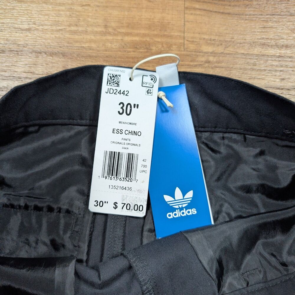 Adidas Originals Essentials Straight Leg Chino Pants Mens Size 30x30 Black - Picture 5 of 13